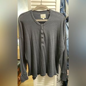 Aerie Offline Way Back Waffle Henley in True Black